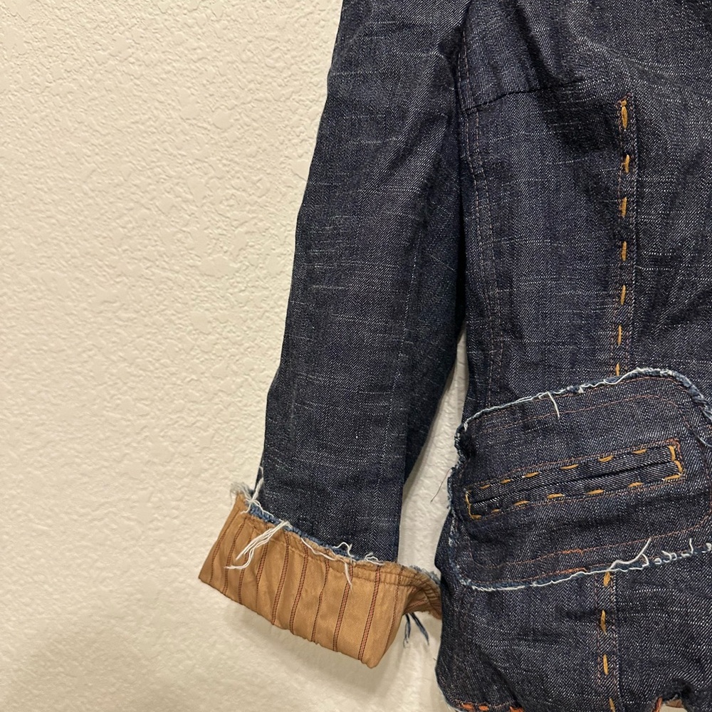 đź§µ Emil Rutenberg RARE Deconstructed Denim Blazer đź§Ą - Picture 8 of 8